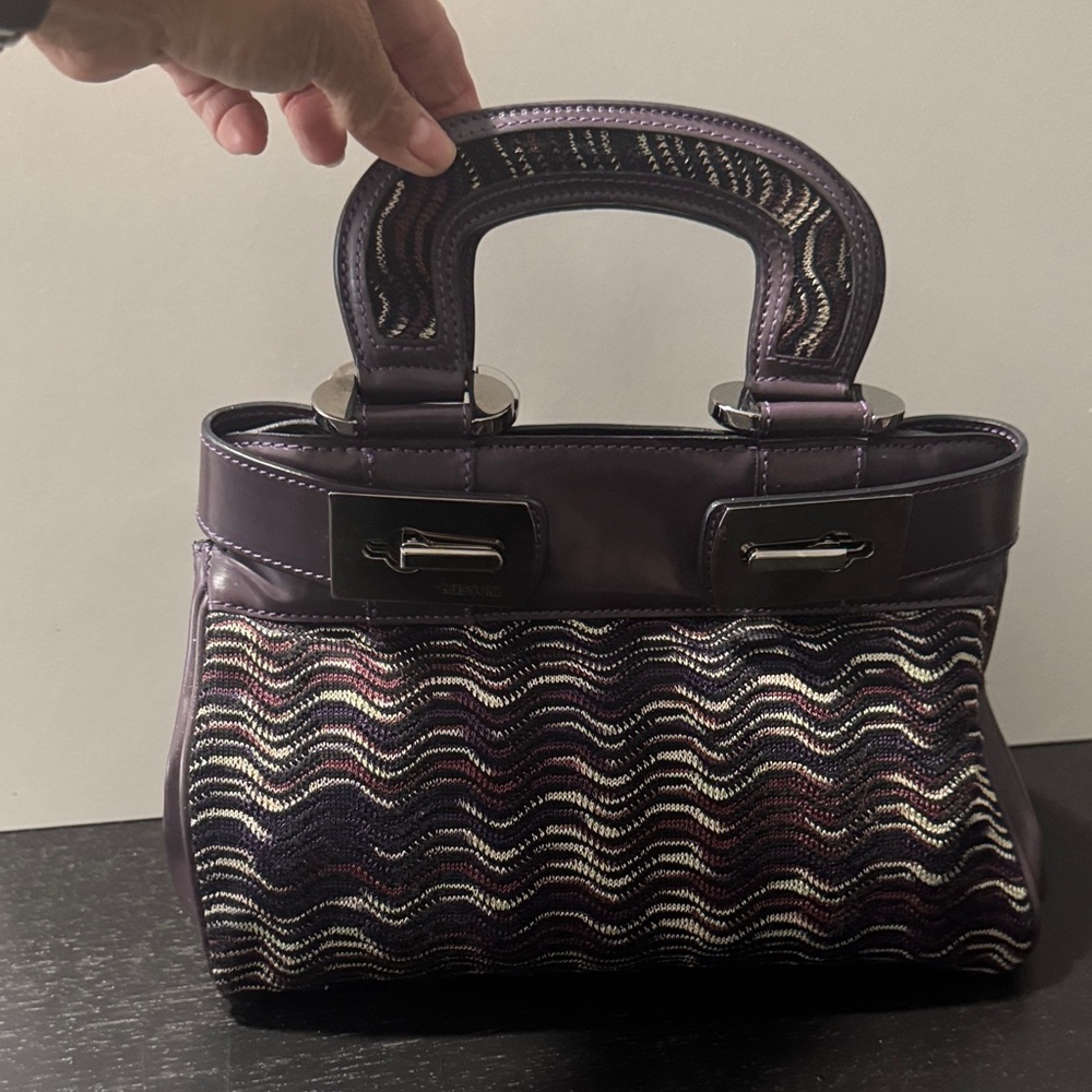 Missoni Purple and Black Wave Pattern Satchel